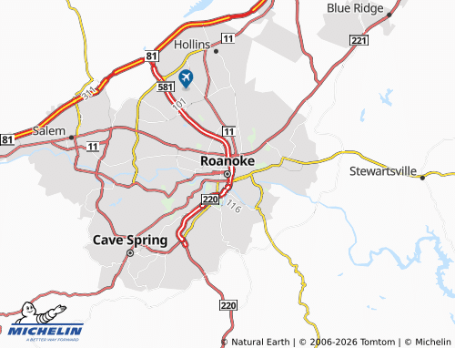 Mappa MICHELIN Roanoke - ViaMichelin
