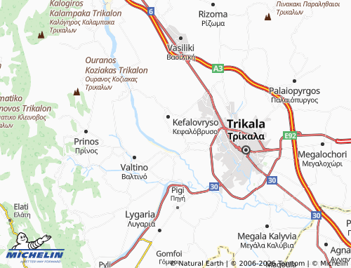 MICHELIN Dipotamos map - ViaMichelin