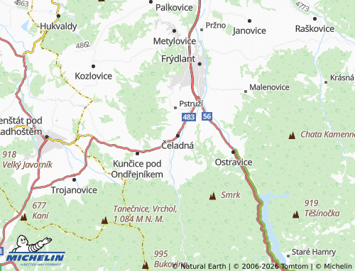 Mappa MICHELIN Čeladná - ViaMichelin