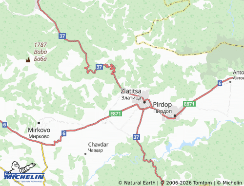 MICHELIN-Landkarte Tsarkvishte - ViaMichelin