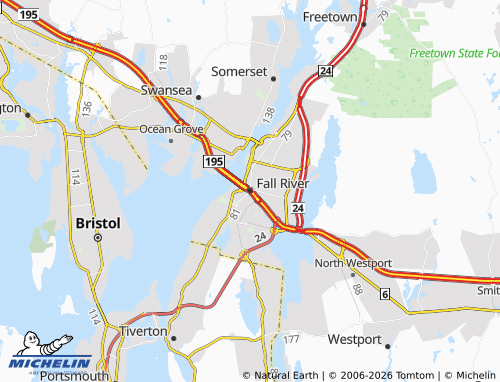 Mappa MICHELIN Fall River - ViaMichelin