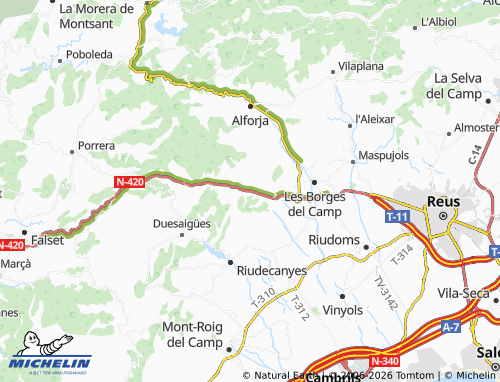 MICHELIN Riudecols map - ViaMichelin