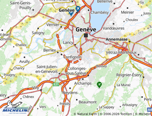 MICHELIN Plan-les-Ouates map - ViaMichelin