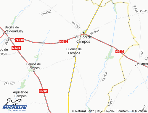 MICHELIN Cuenca de Campos map - ViaMichelin