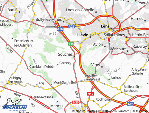 Carte MICHELIN Souchez - ViaMichelin