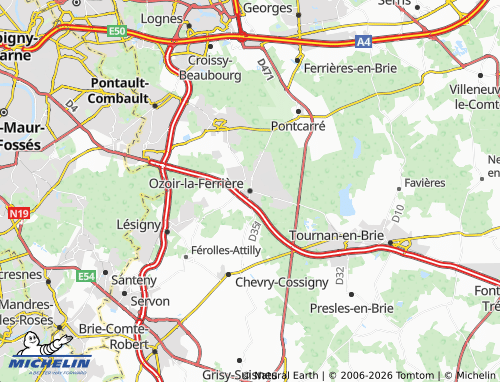 Carte MICHELIN Ozoir-la-Ferrière - ViaMichelin