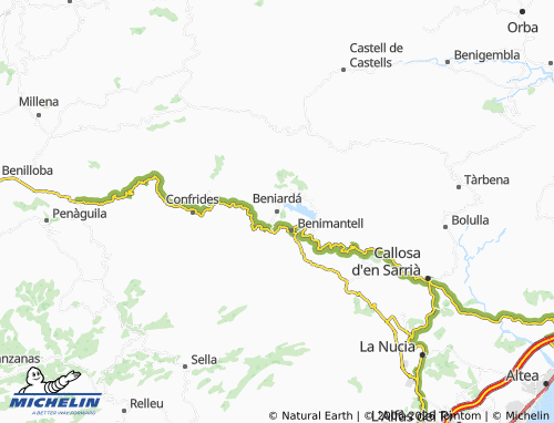 Kaart MICHELIN Beniardá - ViaMichelin