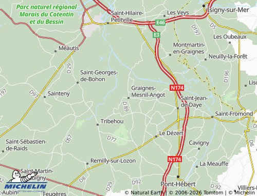 MICHELIN Graignes-Mesnil-Angot map - ViaMichelin