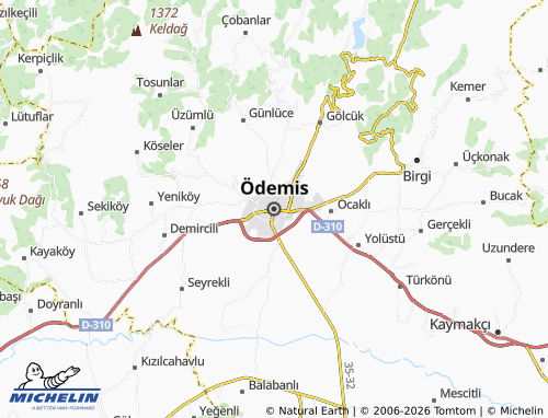 Mapa MICHELIN Odemis - ViaMichelin