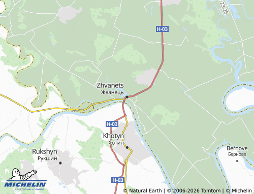 MICHELIN Zhvanets map - ViaMichelin