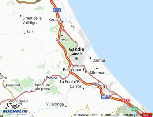 Kaart MICHELIN Gandia - ViaMichelin