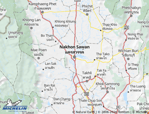 Mapa MICHELIN Changwat Nakhon Sawan - ViaMichelin