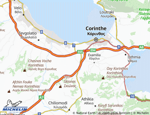 MICHELIN Archaia Korinthos map - ViaMichelin