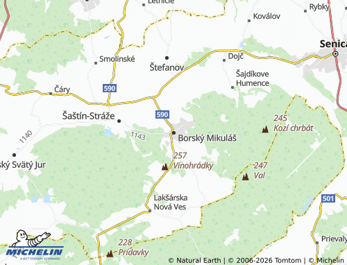 MICHELIN-Landkarte Borský Mikuláš - ViaMichelin