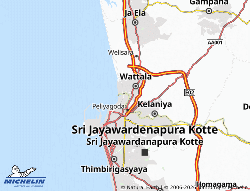 MICHELIN-Landkarte Sammanthranapura - ViaMichelin