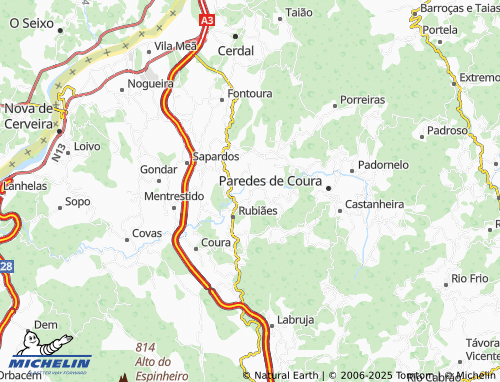 Carte MICHELIN Monte de Cima - ViaMichelin