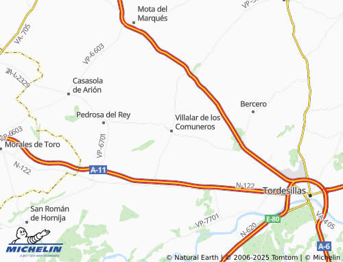 MICHELIN Villalar de los Comuneros map - ViaMichelin