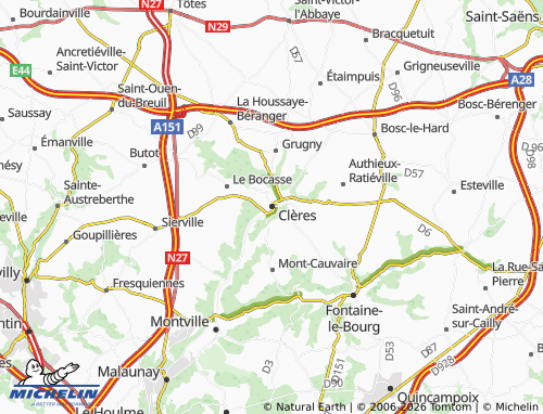 MICHELIN Clères map - ViaMichelin