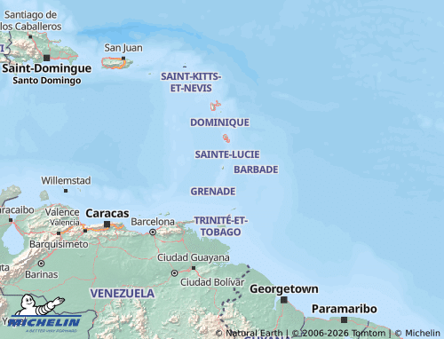 Mapa MICHELIN São Vicente e Granadinas - ViaMichelin