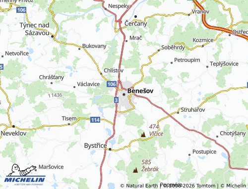 Mappa MICHELIN Benešov - ViaMichelin