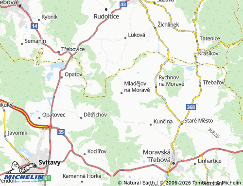 Mapa MICHELIN Mladějov na Moravě - ViaMichelin