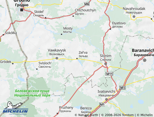 MICHELIN Zel'venskiy rayon map - ViaMichelin