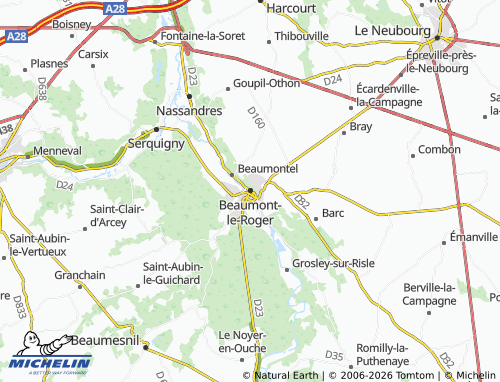 Mappa MICHELIN Beaumont-le-Roger - ViaMichelin