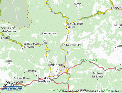 Carte MICHELIN La Tour-sur-Orb - ViaMichelin