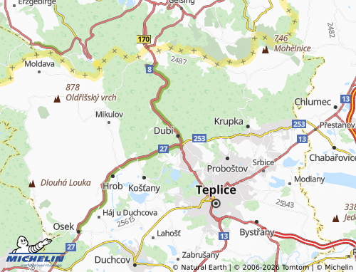 MICHELIN Dubí map - ViaMichelin