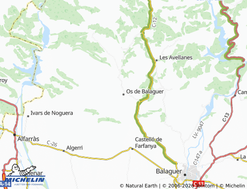 MICHELIN-Landkarte Os de Balaguer - ViaMichelin