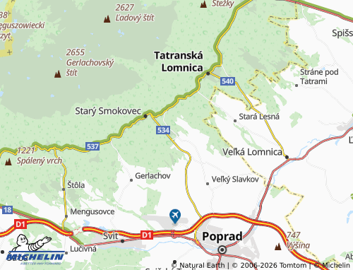 MICHELIN Dolný Smokovec map - ViaMichelin