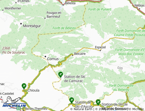 MICHELIN Belcaire map - ViaMichelin