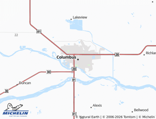 Mapa MICHELIN Columbus - ViaMichelin