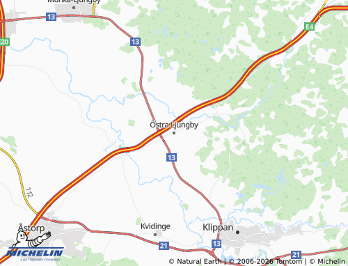 Carte MICHELIN Östra Ljungby - ViaMichelin