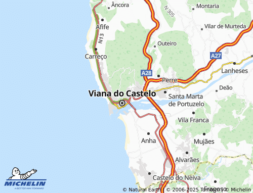 MICHELIN-Landkarte União das Freguesias de Viana do Castelo (Santa Maria Maior e Monserrate) e Meadela - ViaMichelin