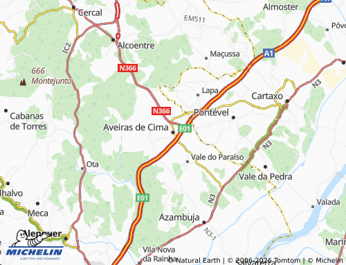 Mapa MICHELIN Aveiras de Cima - ViaMichelin