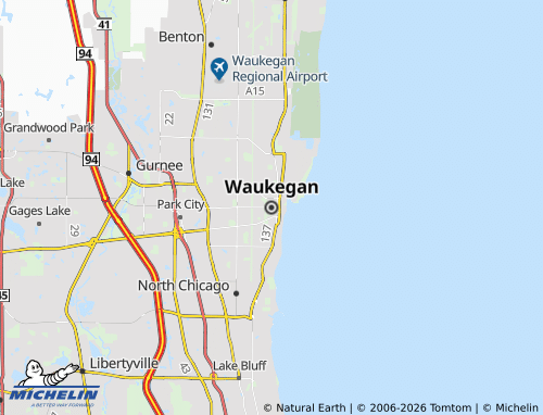 Carte MICHELIN Waukegan - ViaMichelin