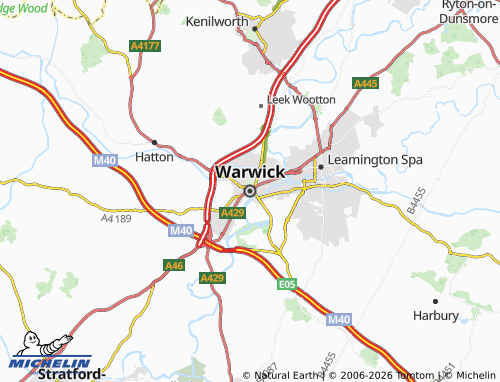 MICHELIN Warwick map - ViaMichelin