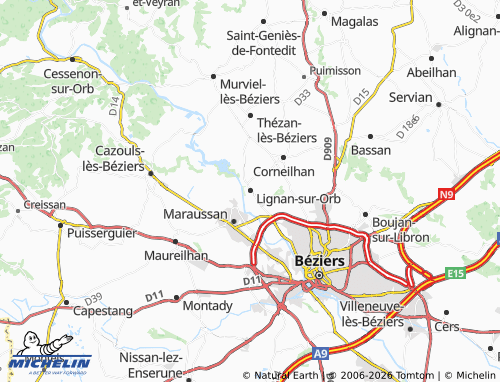 Mapa MICHELIN Lignan-sur-Orb - ViaMichelin