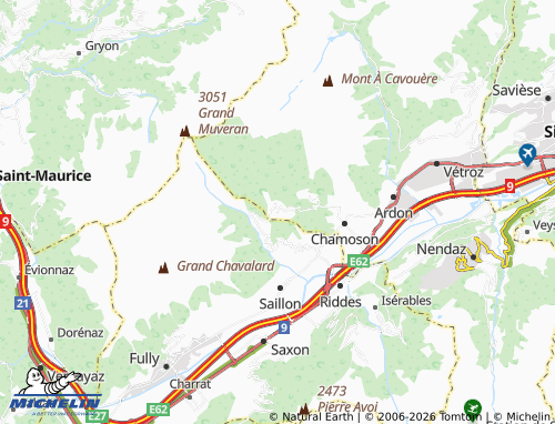 Mappa MICHELIN Mayens de Chamoson - ViaMichelin