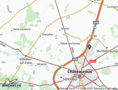 MICHELIN Villers-les-Ormes map - ViaMichelin