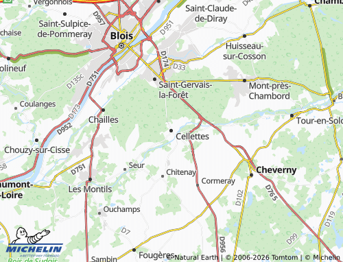 Carte MICHELIN Cellettes - ViaMichelin