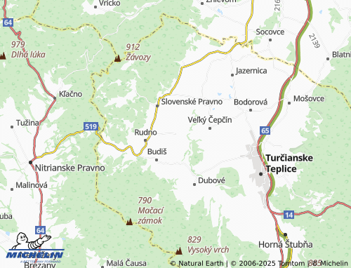 Kaart MICHELIN Kaľamenová - ViaMichelin