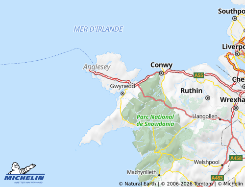 Kaart MICHELIN Gwynedd - ViaMichelin
