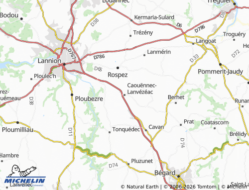 MICHELIN Caouënnec-Lanvézéac map - ViaMichelin