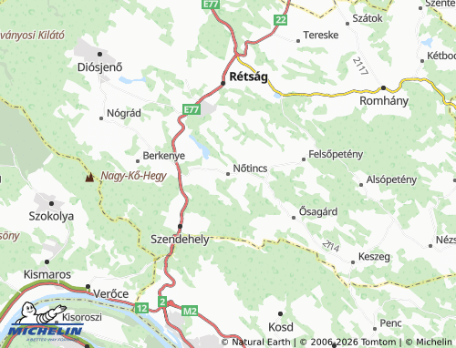 MICHELIN Nőtincs map - ViaMichelin