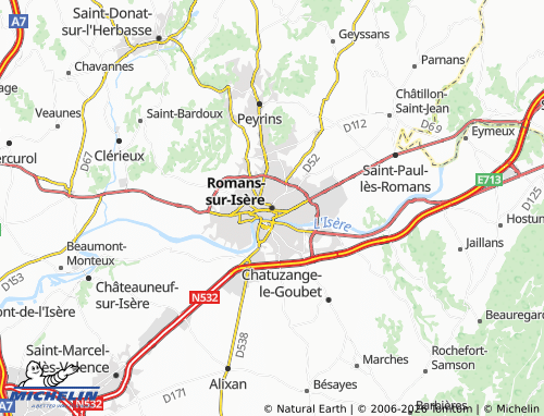 Carte MICHELIN Romans-sur-Isère - ViaMichelin