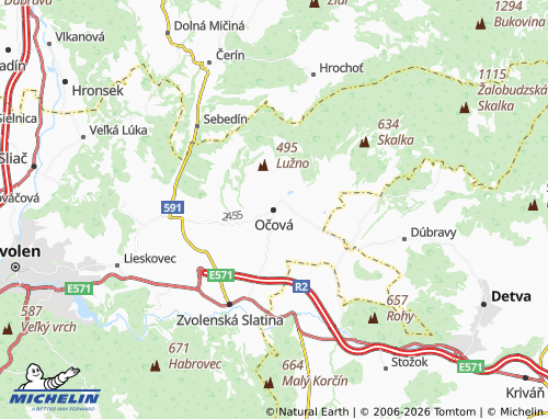 MICHELIN-Landkarte Očová - ViaMichelin