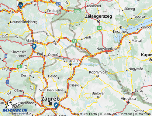 MICHELIN County of Medimurje map - ViaMichelin