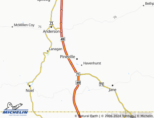 Mapa MICHELIN Pineville - ViaMichelin